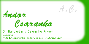 andor csaranko business card